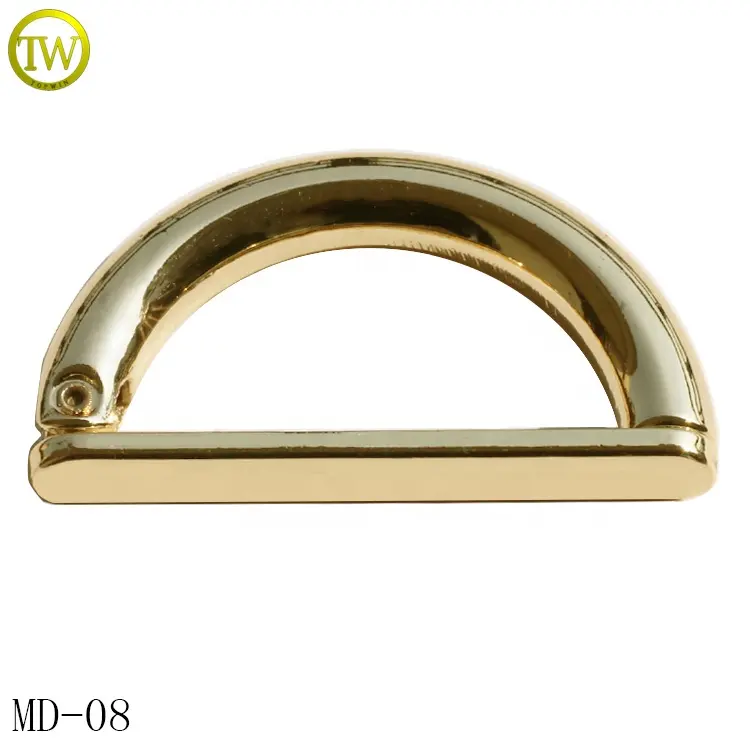 Hot selling wallet handle d ring hardware gold color strap ring belt buckle D shape for handbags