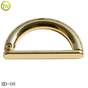 Hot selling wallet handle d ring hardware gold color strap ring belt buckle D shape for handbags