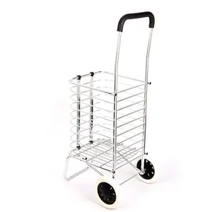 Carrito de compras de mano de aluminio, diseño de 2 o 4 ruedas, precio de fábrica, gran oferta