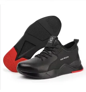 GUYISA Brand Work Boot Fashion Black Anti Slip Waterproof Leather Steel Toe Safety Shoes for Men Heavy Industry