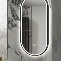 Miroir de salle de bain intelligent à LED avec éclairage LED, cadre en forme de piste de piste d'essai de sablage, grand fabricant en gros