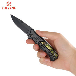 岳陽3CR13ステンレス鋼黒刃多目的折りたたみハンティングナイフアウトドアサバイバルポケットナイフ安全工業用 - Product Image 5