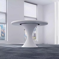Table de réunion ronde modulaire en panneaux de bois blancs de luxe moderne pour 4 personnes, mobilier de bureau pour la maison, les hôtels, les écoles, les salles de conférence