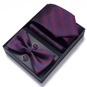 Cravate de luxe pour homme, écologique, pliable, en carton, à rayures, accessoires de mariage, nœud papillon, boutons de manchette carrés, cadeau - Product Image 4