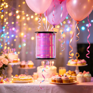 Nastro Rosa Cinta 450M, tonalità rosa tenue con forma rotonda, per decorazioni per feste. - Product Image 5