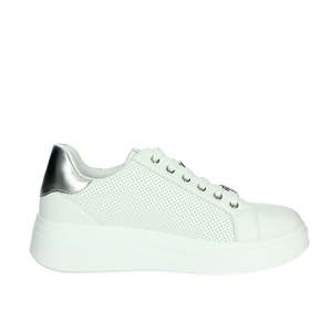 Sneakers Donna Valleverde Bianche Argento in Pelle Traforata Stile Platform - Product Image 4