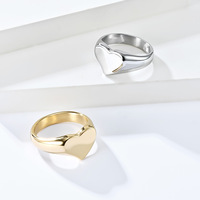 Nouvelle bague en acier inoxydable de 12 mm, argentée et dorée, simple, en forme de cœur, pour couple, avec logo laser, bagues de doigt en acier inoxydable 740