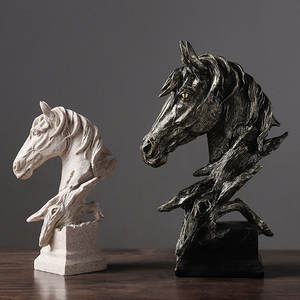 פסל ראש סוס בגודל טבעי עשוי שרף, פסל חיה מפיברגלס בהתאמה אישית, גלריית אמנות מודרנית מינימליסטית - Product Image 5