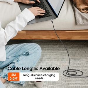 ESEEKGO 2M/6.6FT ES-C200 USB-C ถึง USB-C 100W/6A ไนลอนสายชาร์จเร็วป้องกันการแตกหักสำหรับสมาร์ทวอทช์คอมพิวเตอร์หูฟัง - Product Image 5