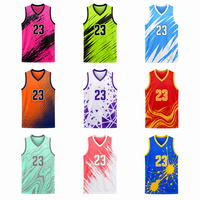 Maillot de basket respirant de haute qualité pour client, avec impression numérique, 100 % polyester, sans manches, unisexe, adulte