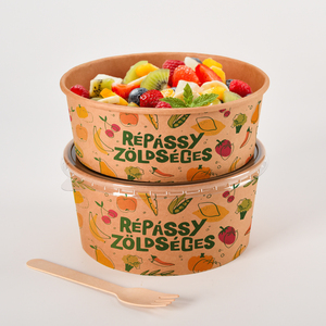 Biodegradable Kraft And Take Away Bamboo Round Or Square Disposable Salad <strong>Bowls</strong> <strong>with</strong> Clear PET <strong>Lid</strong> - Product Image 6