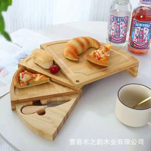 Solid Wood Cheese Board Round Cutting Board With <b>Knife</b> Set For <b>Bread</b> Fruit Dessert Plates Natural Color Hand Wash Only - Product Image 4