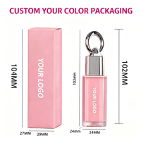 Brillant à Lèvres Personnalisé Vierge Transparent Non Collant Végétalien Rose pour Enfants, Tubes Porte-Clés à Brillant à Lèvres, Créez Votre Propre Rouge à Lèvres Vert