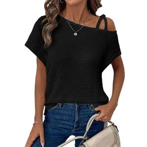Camiseta de punto con hombros descubiertos de verano a la moda para mujer - Product Image 2