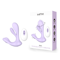 WINYI WK0052 SILIA Tragbarer Slip-Vibrator 360° Rotierend Flüssiges Silikon IPX7 Wasserdicht Fernbedienung Doppelstimulator Sexspielzeug