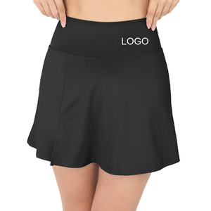 Rok tenis pinggang tinggi desain baru rok tenis olahraga aktif Golf rok tenis bernapas kantung bergaris rok untuk wanita - Product Image 1