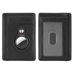 Tarjetero de cuero con múltiples ranuras, ventana transparente para identificación, diseño ultrafino para tarjetas de crédito, fibra de carbono lisa negra - Product Image 1