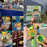 Médaille de sport personnalisée avec logo imprimé, plaquée or, en alliage de zinc antique moderne, pour course à pied, taekwondo, marathon, triathlon