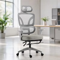 Chaise de bureau ergonomique à dossier haut en maille, avec accoudoirs réglables, inclinaison et verrouillage, pivotante, pour usage domestique, bureau ou école