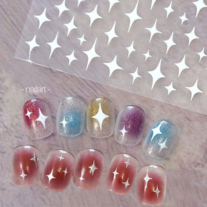 Populaire ruban étoiles ongles Art papillon autocollants 3d Laser blanc croix Starlight <span class=keywords><strong>lune</strong></span> ongles décalcomanies décorations - Product Image 1