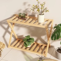 Support de plantes en bambou à 2 niveaux pour balcon extérieur, table, banc, étagère, support de plantes d'intérieur pour salon, 2026