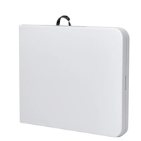 Table pliante légère en HDPE pour extérieur avec structure métallique, design portable pour utilisation en stand, table longue