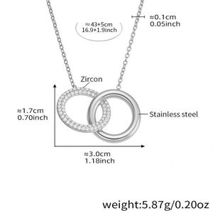 Stainless Steel Gold Plated Islamic Double Ring Design Zircon Pendant Necklace <b>Bracelet</b> <b>Set</b> Women Trendy Fine Accessories - Product Image 6