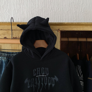 <span class=keywords><strong>Sweat</strong></span> à capuche vintage imprimé goutte à goutte pour enfants, streetwear haut de gamme, hiver 2025 - Product Image 2