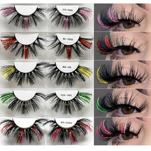 हेलोवीन व्यक्तिगत कस्टम पट्टी चमकदार <span class=keywords><strong>Eyelashes</strong></span> 15mm 20mm 25mm चमक बैंगनी लाल गुलाबी नीले मिंक <span class=keywords><strong>Eyelashes</strong></span> चमक lashes - Product Image 3