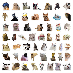 51 pz/borsa divertenti espressioni di Meme di gatto adesivi impermeabili Journal adesivi in vinile per Laptop Scrapbook decorazioni <span class=keywords><strong>murali</strong></span> simpatici adesivi per <span class=keywords><strong>gatti</strong></span> - Product Image 6