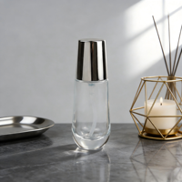 Pot de 30g + 4 flacons pompe de 40/100/120ml, 4 pièces, flacons carrés en verre transparent mat de luxe avec bouchon argenté pour soins de la peau