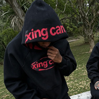 Ensemble streetwear unisexe personnalisé 2 pièces, sweat à capuche raglan en molleton épais avec doublure contrastante et pantalon de survêtement ample, OEM en gros