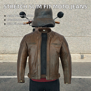 Chaqueta de Motocicleta de Cuero Vacuno Genuino Marrón, Opción Reflectante, Logotipo Personalizado, Ropa de Carreras - Product Image 2