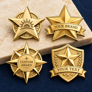 Custom Gold Star Recognition Lapel Pins 3D Die Cast Corporate Award Logo Badges OEM ODM Manufacturer - Product Image 1