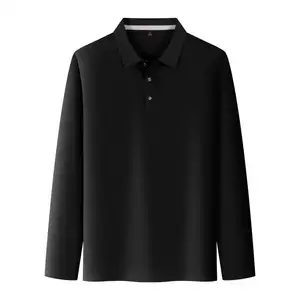 高品质定制标志马球衫长袖快干100% 涤纶平纹高尔夫马球衫男式