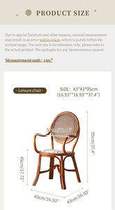 Chaise de salle à manger en rotin naturel tissé à la main en bord de mer, <span class=keywords><strong>fauteuil</strong></span> en osier avec coussin pour café / café-restaurant - Product Image 6