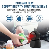 Lecteur de codes-barres omnidirectionnel USB 2D CX70H, lecteur de codes QR de bureau, détection automatique pour supermarché