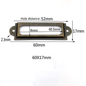 Cajón de archivo de biblioteca antiguo al por mayor de 60X17mm, marco decorativo, ranura para tarjeta, tirador de Metal, soporte de etiqueta para botiquín - Product Image 4