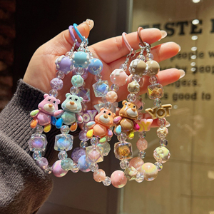 Sangle <span class=keywords><strong>de</strong></span> <span class=keywords><strong>téléphone</strong></span> en PVC mignon style anime, cordon <span class=keywords><strong>de</strong></span> <span class=keywords><strong>téléphone</strong></span> <span class=keywords><strong>portable</strong></span> perlé, coloré, universel, anti-perte, porte-clés et collier - Product Image 2