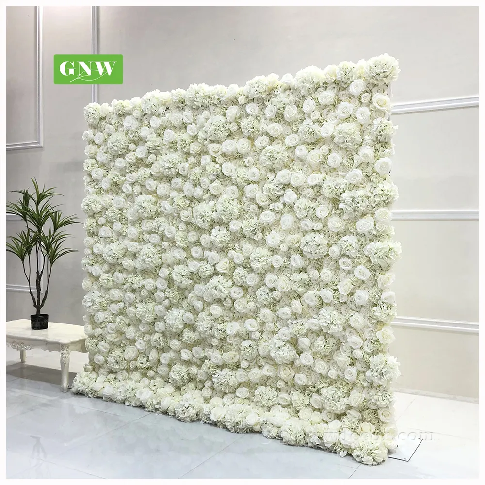 GNW FLW1707029-2 White hydrangea rose flower decoration backdrop for wedding
