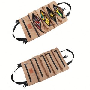 16oz Heavy Duty Canvas Hanging <b>Tool</b> <b>Roll</b>, Portable Car Storage Pouch for Electrician & Repair <b>Tools</b> - Product Image 3