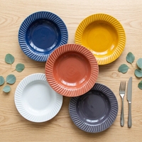 Assiettes à soupe rondes en céramique, vente en gros, design moderne, bon marché, multicolores, rondes et profondes, vaisselle, 1 ensemble