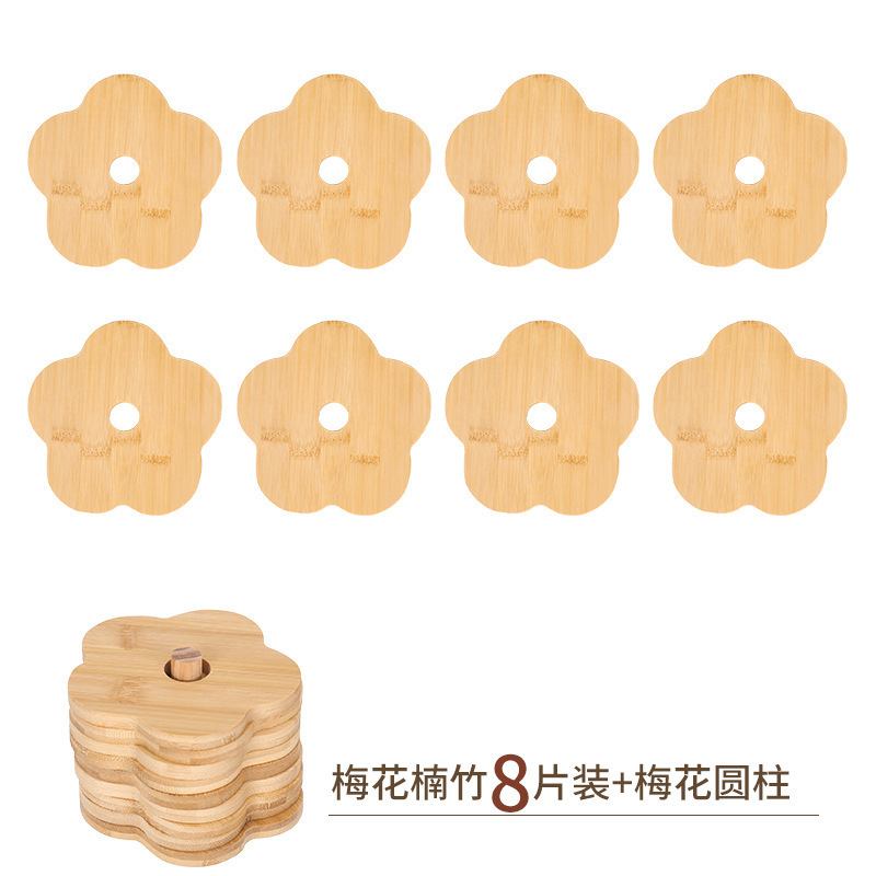 Pack de 8 piezas de bambú flor de ciruelo + soporte cilíndrico [12CM]