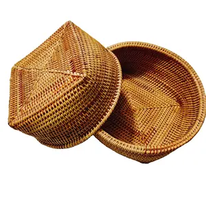 Hot Seller Round Woven Rattan Basket zur Aufbewahrung in der Küche Made in Vietnam