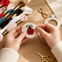 Cadre carré en cuir pour broderie, décoration murale DIY pour les fêtes, ornement souvenir de Noël pour les amateurs de broderie