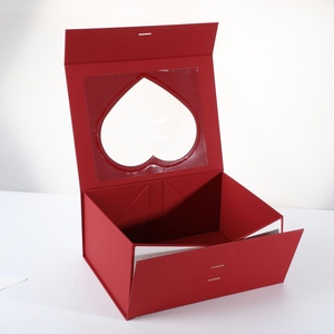 Folding Gift Paper Box with Heart Shape clear Window Portable Recycled China Manufacturing Paper Folding Gift <b>Boxes</b> - Product Image 2