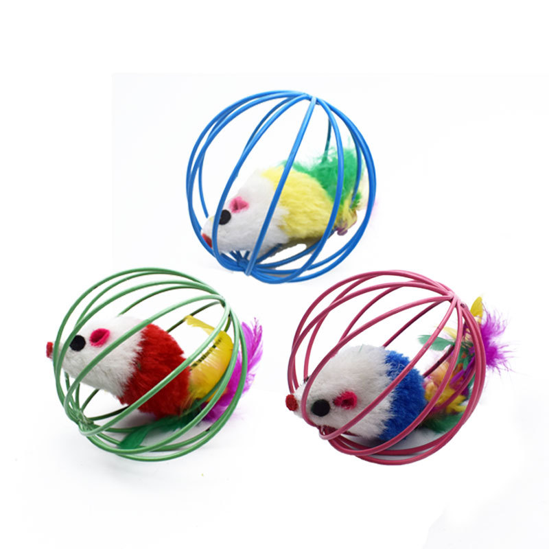 Интерактивные игрушки для кошек, железная полая кошка, мяч для царапин с меховой Мышкой