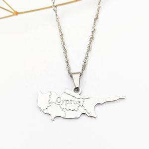 Cipro Mappa Della Collana Dei Monili Set In Acciaio Inox Mappa di Cipro Pendente Della Collana 18k Oro Dei Monili Bijoux Acier Inoxydable Joyas - Product Image 2