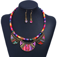 Ensemble de bijoux Vintage de Style bohème, prix d'usine, collier et boucles d'oreilles, ensemble de bijoux de mode