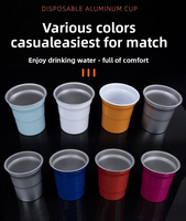Vente en gros de tasses en aluminium personnalisées avec logo, 9 oz, avec couvercle, réutilisables, légères, empilables, mugs à bière en métal pour le camping, les voyages et les fêtes